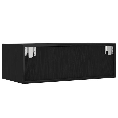  Szafka pod TV z oświetleniem LED, czarna, 75x35,5x25 cm