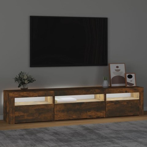  Szafka pod TV z oświetleniem LED, przydymiony dąb, 195x35x40 cm