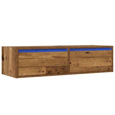  Szafka pod TV z oświetleniem LED, stare drewno, 100x35,5x25 cm