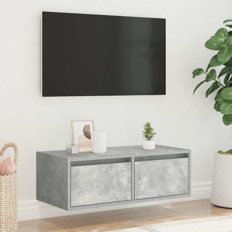  Szafka pod TV z oświetleniem LED, szarość betonu, 75x35,5x25 cm