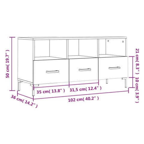  Szafka pod TV, czarna, 102x36x50 cm, materiał drewnopochodny