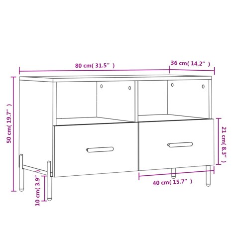  Szafka pod TV, czarna, 80x36x50 cm, materiał drewnopochodny