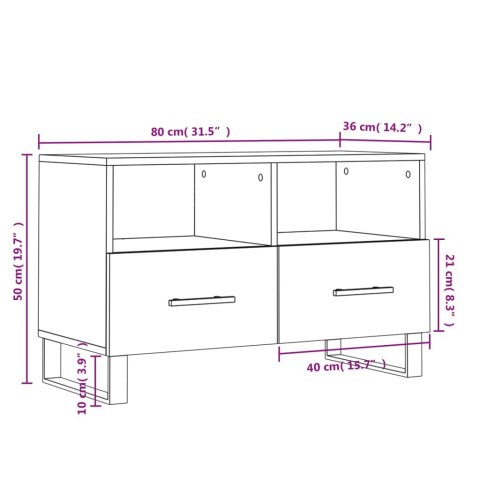  Szafka pod TV, czarna, 80x36x50 cm, materiał drewnopochodny