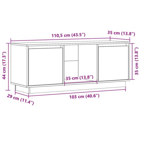  Szafka pod TV, miodowy brąz 110,5x35x44 cm, lite drewno sosnowe