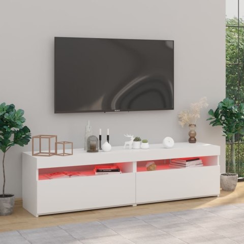  Szafki pod TV z LED, 2 szt., białe, wysoki połysk, 75x35x40 cm