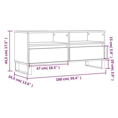  Szafka pod TV, biała, 100x34,5x44,5 cm, materiał drewnopochodny