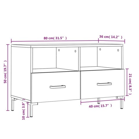  Szafka pod TV, biała, wysoki połysk, 80x36x50 cm