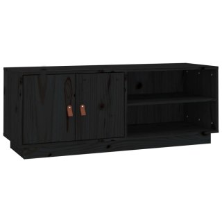  Szafka pod TV, czarna, 105x34x40 cm, lite drewno sosnowe