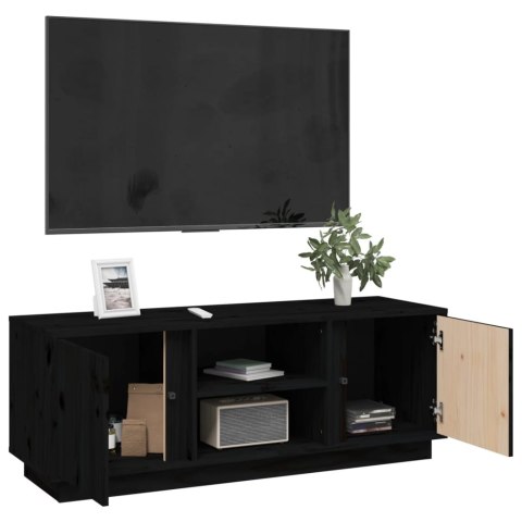  Szafka pod TV, czarna, 110x35x40,5 cm, lite drewno sosnowe