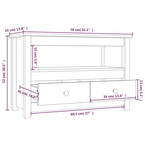  Szafka pod TV, miodowy brąz, 79x35x52 cm, lite drewno sosnowe