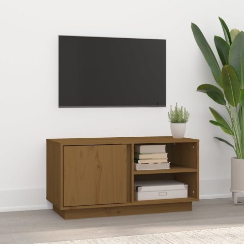  Szafka pod TV, miodowy brąz, 80x35x40,5 cm, lite drewno sosnowe