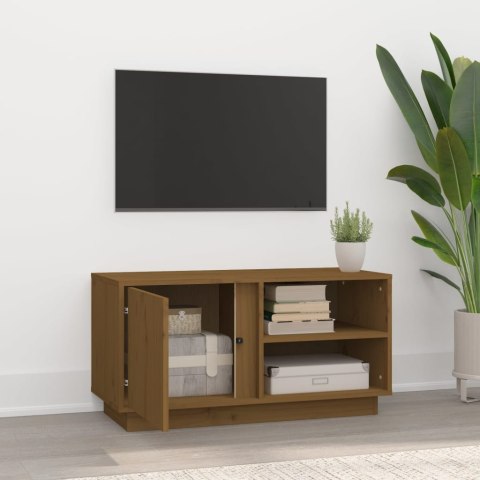  Szafka pod TV, miodowy brąz, 80x35x40,5 cm, lite drewno sosnowe