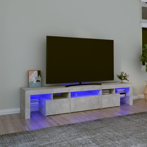  Szafka pod TV z oświetleniem LED, szarość betonu 200x36,5x40 cm