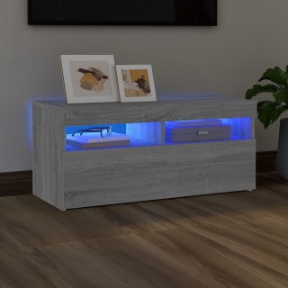  Szafka pod TV z oświetleniem LED, szary dąb sonoma, 90x35x40 cm