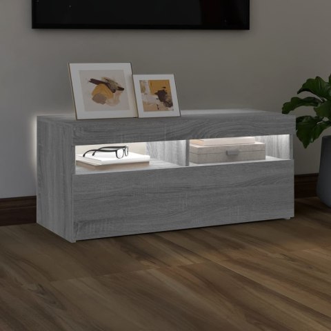  Szafka pod TV z oświetleniem LED, szary dąb sonoma, 90x35x40 cm