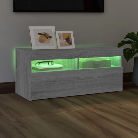  Szafka pod TV z oświetleniem LED, szary dąb sonoma, 90x35x40 cm