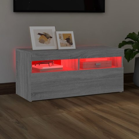  Szafka pod TV z oświetleniem LED, szary dąb sonoma, 90x35x40 cm