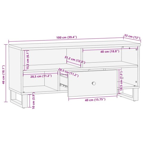  Szafka RTV, 100x33x46 cm, drewno i materiał drewnopochodny