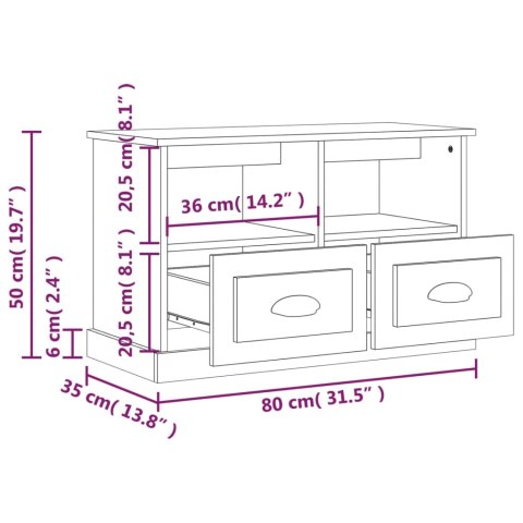  Szafka pod TV, biała, 80x35x50 cm, materiał drewnopochodny