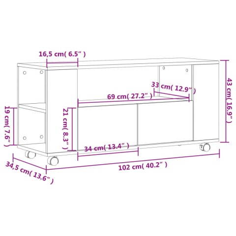  Szafka pod TV, szarość betonu, 102x34,5x43 cm