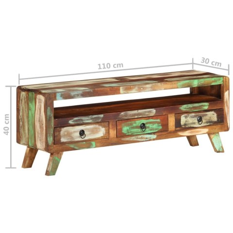  Szafka pod telewizor, kolorowa, 110x30x40 cm, drewno z odzysku