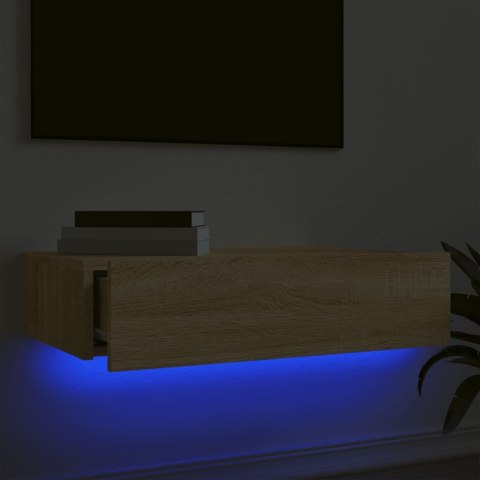  Szafka telewizyjna z LED, dąb sonoma, 60x35x15,5 cm