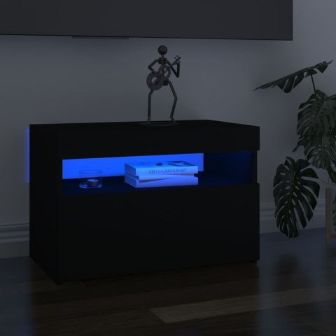  Szafki TV z oświetleniem LED, 2 szt., czarne, 60x35x40 cm