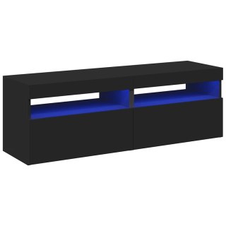  Szafki TV z oświetleniem LED, 2 szt., czarne, 60x35x40 cm