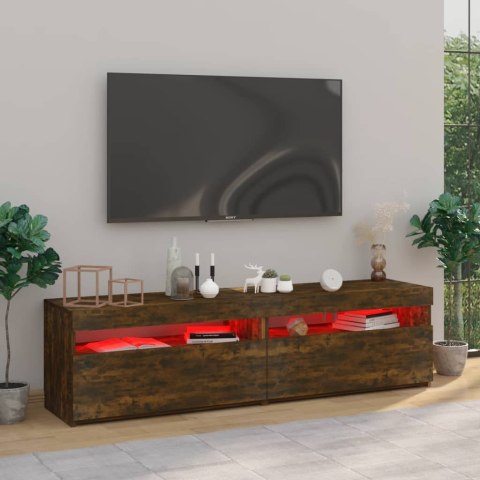  Szafki pod TV z LED, 2 szt., przydymiony dąb, 75x35x40 cm