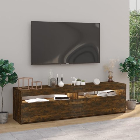  Szafki pod TV z LED, 2 szt., przydymiony dąb, 75x35x40 cm