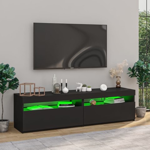  Szafki pod TV z oświetleniem LED, 2 szt., czarne, 75x35x40 cm