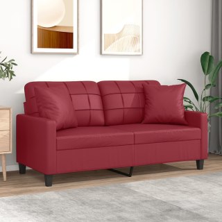  2-os. sofa z poduszkami, winna czerwień, 140 cm, sztuczna skóra