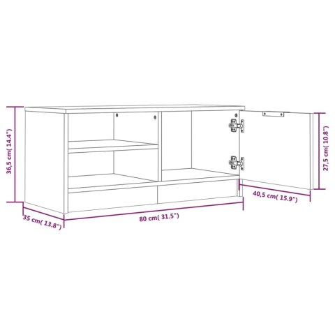  Szafka pod TV, wysoki połysk, biała, 80x35x36,5 cm