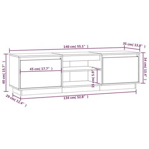  Szafka pod telewizor, 140x35x40 cm, lite drewno sosnowe