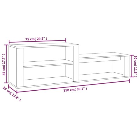  Szafka na buty, czarna, 150x35x45 cm, materiał drewnopochodny