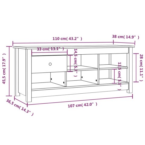  Szafka na buty, szara, 110x38x45,5 cm, lite drewno sosnowe