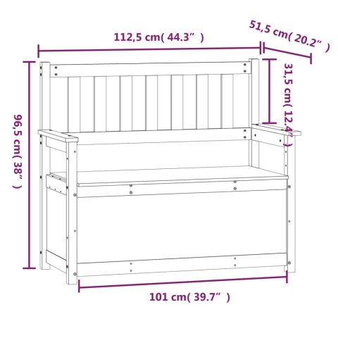  Ławka, 112,5x51,5x96,5 cm, lite drewno sosnowe