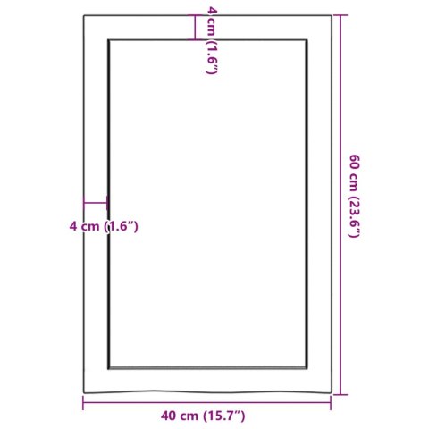  Półka, 40x60x(2-6) cm, surowe lite drewno dębowe