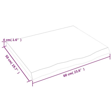  Półka, brązowa, 60x50x(2-4) cm, lakierowane lite drewno dębowe