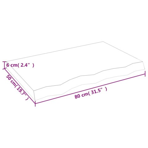  Półka, brązowa, 80x50x(2-6) cm, lakierowane lite drewno dębowe