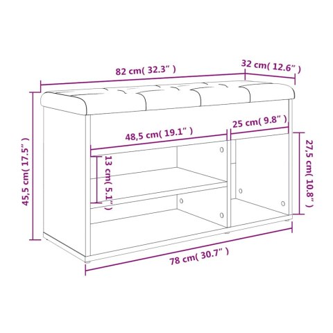  Ławka na buty, szarość betonu, 82x32x45,5 cm