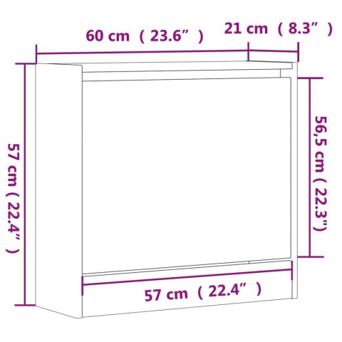  Szafka na buty, czarna, 60x21x57 cm, materiał drewnopochodny