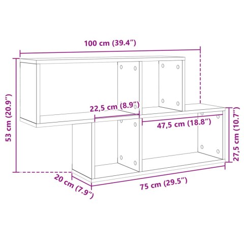  Półka ścienna, biała, 100x20x53 cm, materiał drewnopochodny