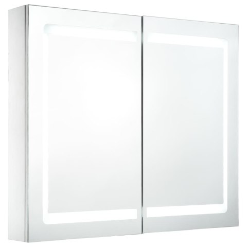  Szafka łazienkowa z lustrem i LED, 80 x 12,2 x 68 cm