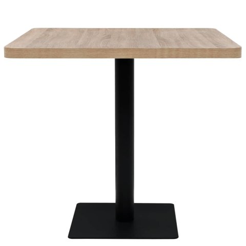  Stolik bistro z MDF na stalowej podstawie, 80x80x75 cm, dębowy