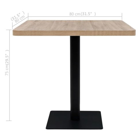  Stolik bistro z MDF na stalowej podstawie, 80x80x75 cm, dębowy