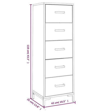 Komoda, czarna, 42x35x110 cm, lite drewno sosnowe