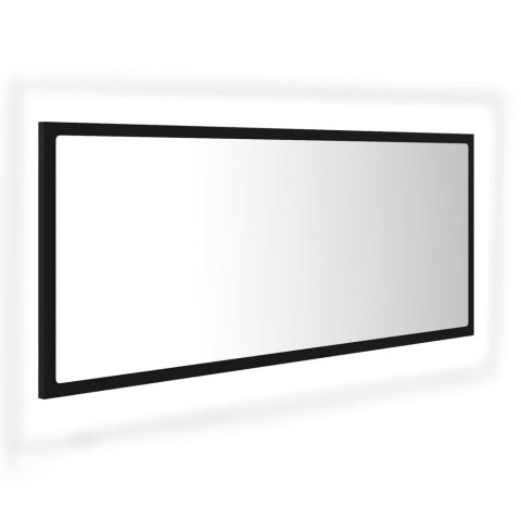  Lustro łazienkowe z LED, czarne, 100x8,5x37 cm, akryl