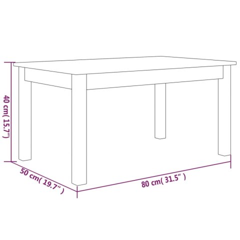  Stolik kawowy, 80x50x40 cm, lite drewno sosnowe