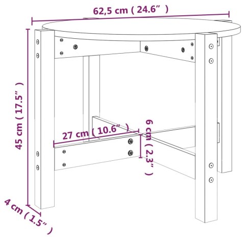  Stolik kawowy, Ø 62,5x45 cm, lite drewno sosnowe